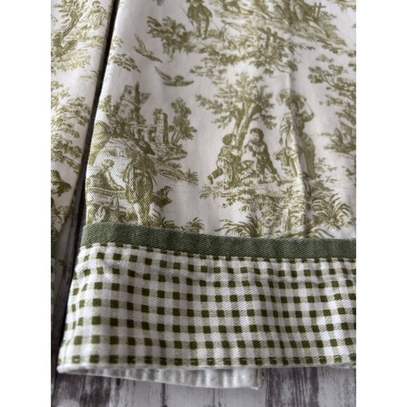 PAIR Waverly Cotton Green White Country Life Towel Cotton Kitchen Towels Cottage - Picture 3 of 7